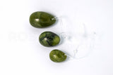 Trio d'oeufs de Yoni en pierre de jade verte, percés avec ficelle