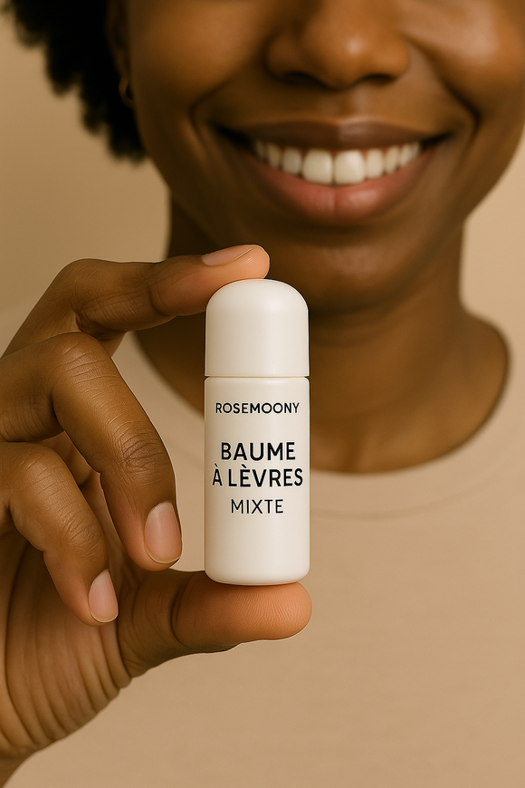 Baume à Lèvres Nourrissant Mixte Homme & Femme Rosemoony Cosmetics Soin réparateur et protecteur pour des lèvres douces et hydratées toute l’année