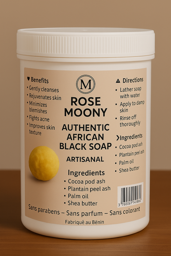 🧴 Savon Noir Authentique – Rose Moony Soins – Pierre Jaune – 500 ml