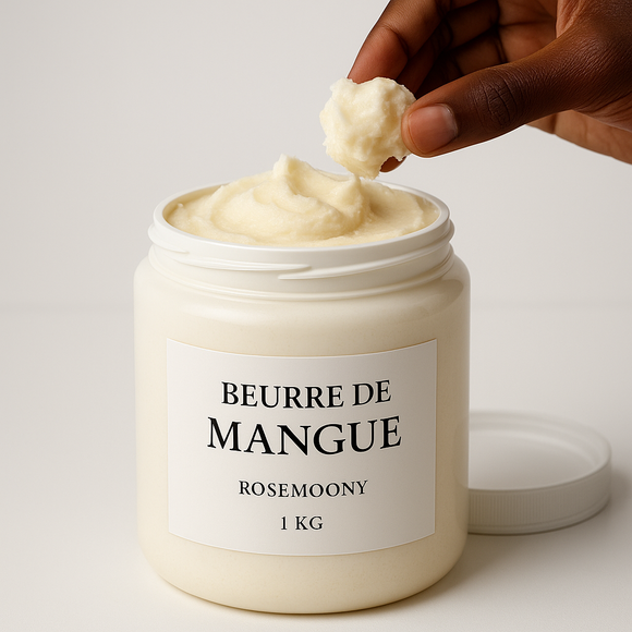 Beurre de Mangue Pur 100 % Naturel – Hydratant Visage, Corps ; Cheveux – Anti-âge, Anti-vergetures, Réparateur – Texture Fondante – ROSEMOONY 1000 g