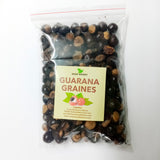 La graine de guarana est la plus concentrée en caféine de la planète, jusqu'à 7 fois plus que le café, utilisée pour combattre la fatigue, et en stimulant physique, intellectuel et cardiaque, le tout sans les méfaits du café !  C'est une graine dont on se sert traditionnellement pour combattre la fatigue, la somnolence et améliorer l'action du cerveau et la vigilance.